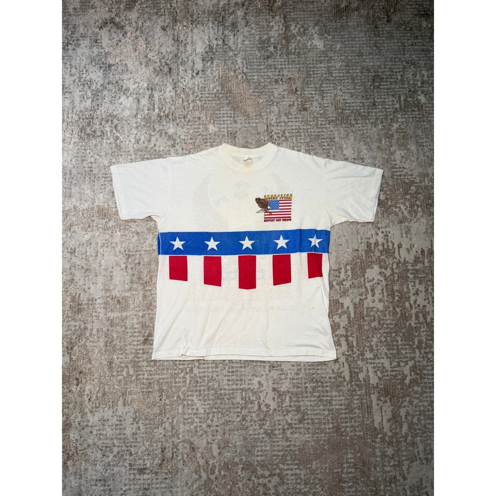 Vintage 1991 Desert Storm Support Our Troops Americana Eagle Graphic T-Shirt